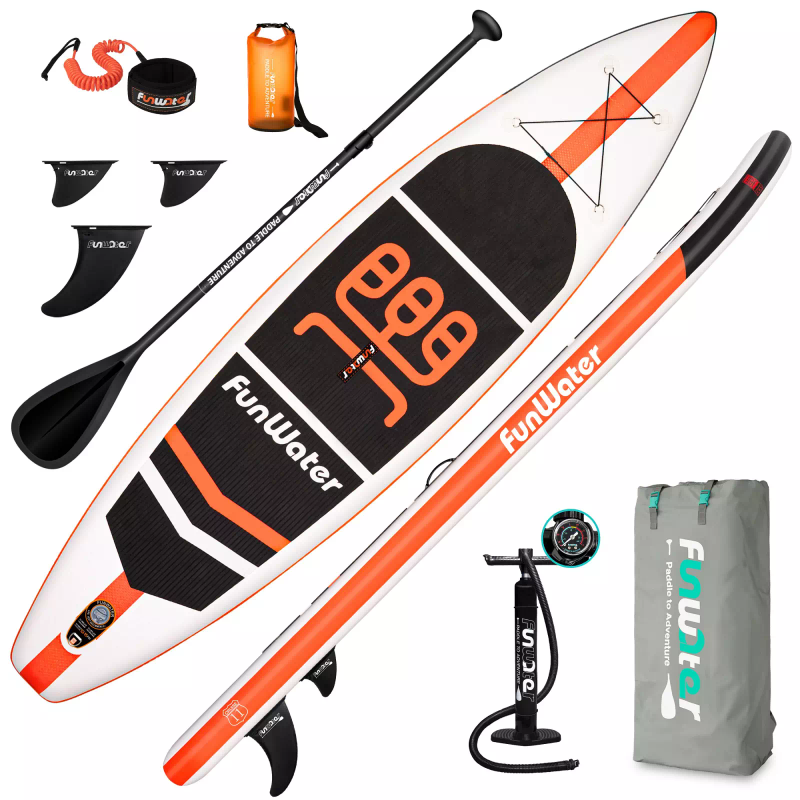 Orange / Black FunWater 11ft Stand Up Paddle Board Kit